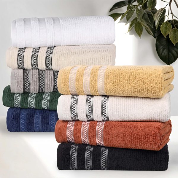 Superior Cotton 3-Piece Towel Set, Zero Twist, Ribbed Geometric, Bathroom - Image 6