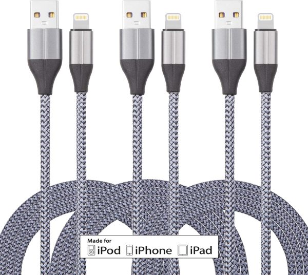 iPhone Charger Cable (3 Pack 10 Foot), [MFi Certified] 10 Feet Nylon - Image 4