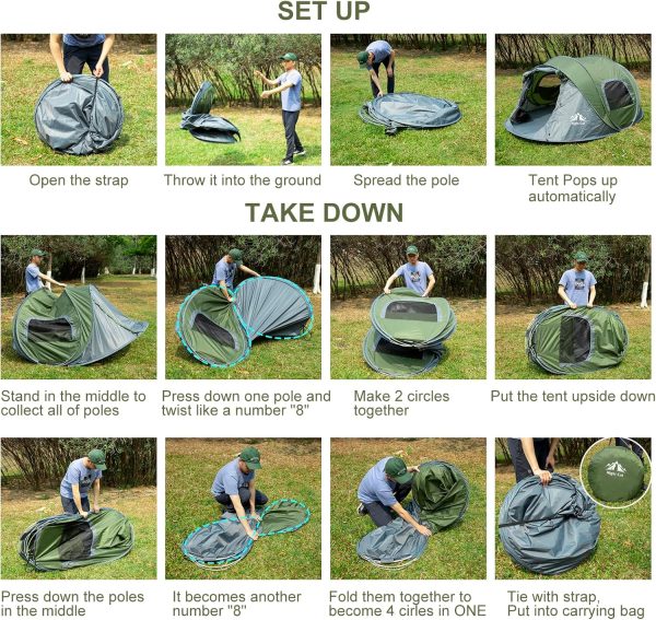 Night Cat Pop-up Camping Tent: 2 Person Tent Waterproof Instant Easy Setup - Image 6