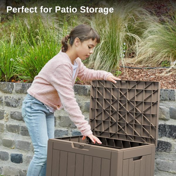 EAST OAK Outdoor Storage Box, 31 Gallon Deck Box, Waterproof Resin Storage - Image 7