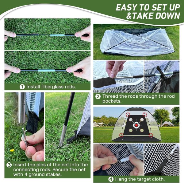 Golf Net, Golf Practice Net with Golf Mat, Golf Hitting Aid Nets 10x7FT for - Image 3
