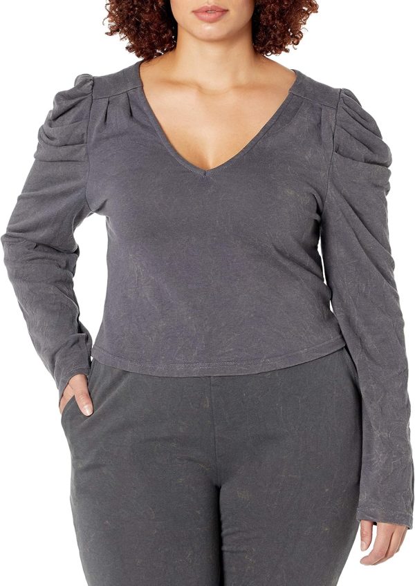 KENDALL + KYLIE Women's Puff Sleeve V-neck - Amazon Exclusive - Image 3