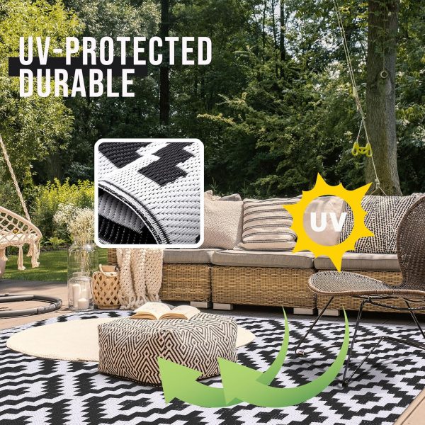 OLANLY Waterproof Outdoor Rug 5x8 ft, Reversible Plastic Straw Patio Rug - Image 4
