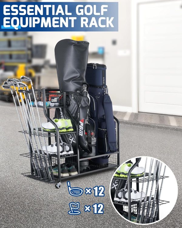 Mythinglogic Golf Storage Garage Organizer, Golf Bag Storage Stand and - Image 3
