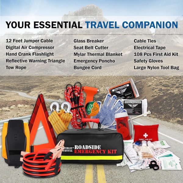 Everlit Survival Car Emergency Kit, Roadside Safety Tool Kit with - Image 2