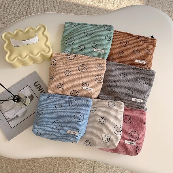 Cosmetic Bags for Women - Corduroy Cosmetic Bag Aesthetic Women Handbags - Image 5
