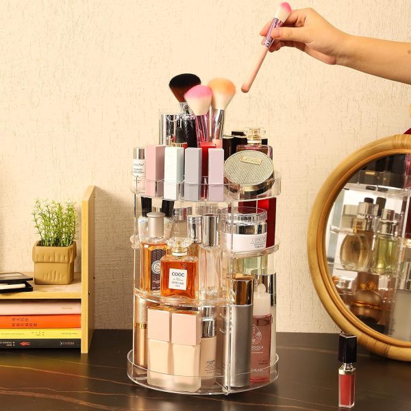 Cq acrylic 360 Degree Rotating Makeup Organizer Countertop For - Image 3