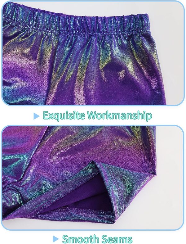 Nymphperi Girls Gymnastics Leotards 2 Piece Shiny Sleeveless Bodysuits with - Image 4