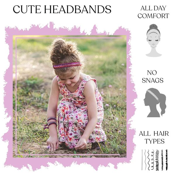 FROG SAC 6 Glitter Headbands for Girls, Adjustable Non Slip Head Bands for - Image 3