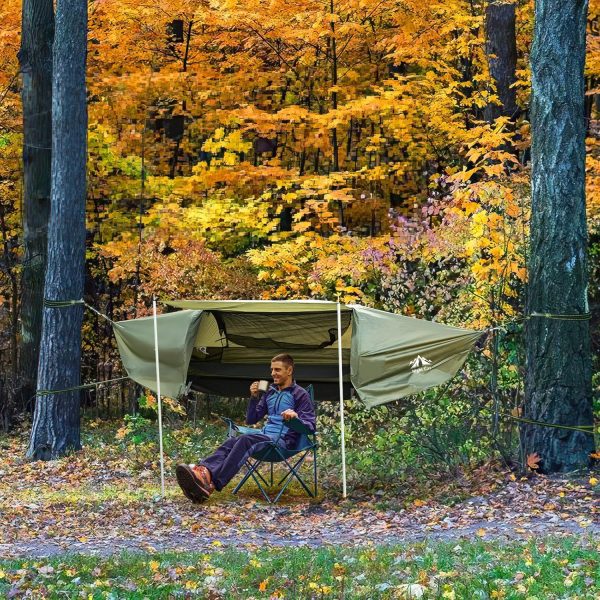 Night Cat Flat Lay Hammock Tent with Mosquito Net Waterproof Rainfly - Image 6