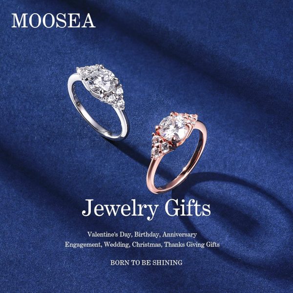 MOOSEA 1.2ct Moissanite Engagement Ring for Women, Brilliant D Color VVS1 - Image 2