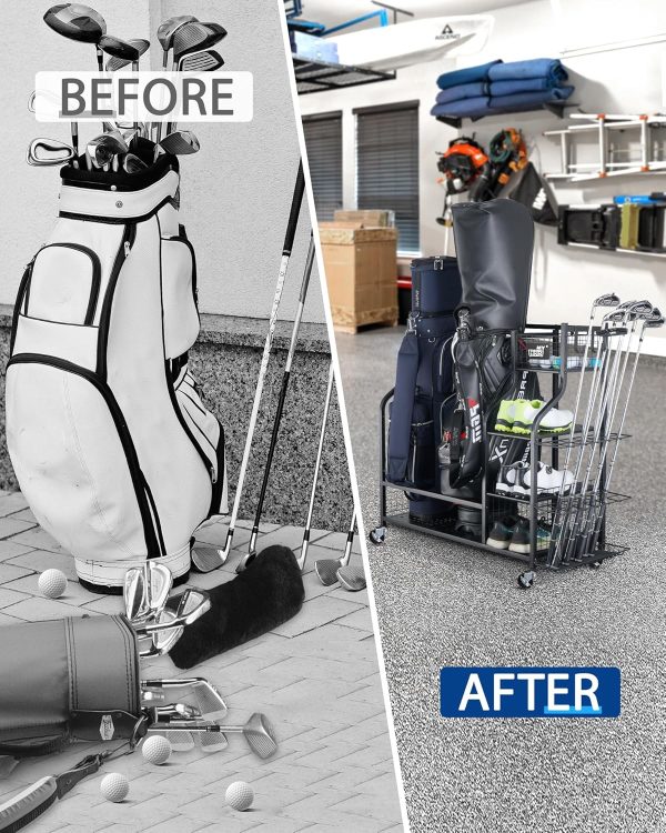 Mythinglogic Golf Storage Garage Organizer, Golf Bag Storage Stand and - Image 5