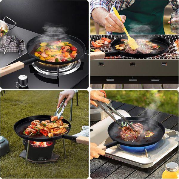 Frying Pan Skillet 8-inch Flat Griddle Pan, Lightweight Grill Pan with - Image 3