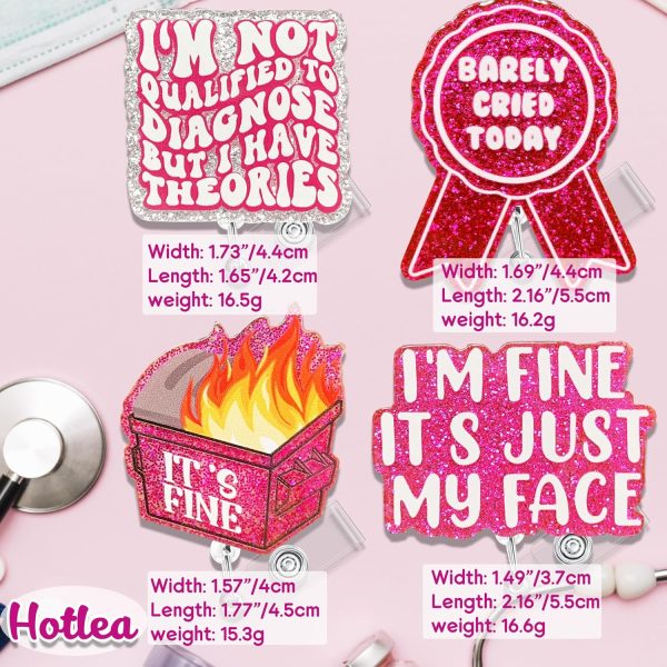 4 PCS Funny Badge Reel Barely Cried Today Retractable ID Badge Holders ICU - Image 5