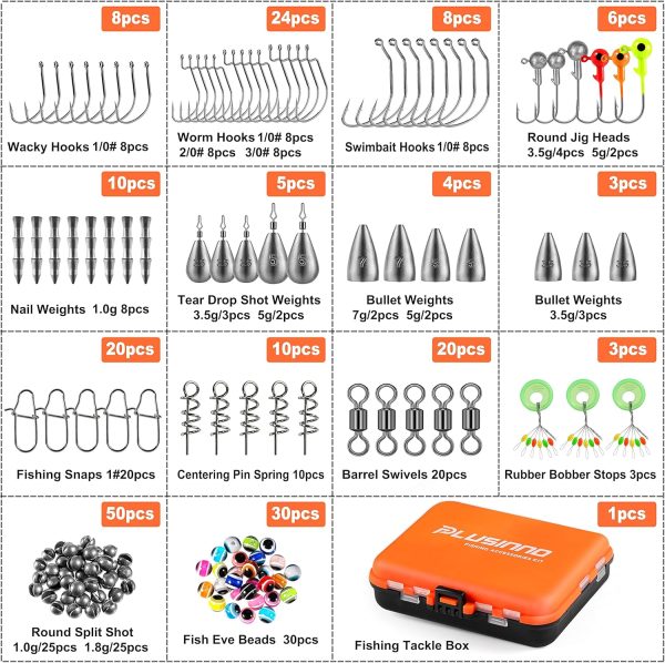 PLUSINNO 201pcs Fishing Accessories Kit, Fishing Tackle Box with Tackle - Image 9
