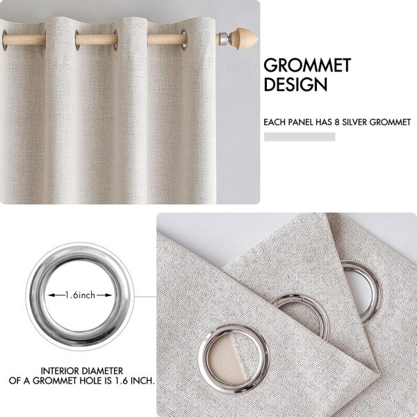 MIULEE 100% Blackout Linen Textured Curtains for Bedroom Solid Thermal - Image 4