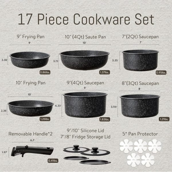 CAROTE 17pcs Pots and Pans Set Non Stick, Nonstick Cookware Set with - Image 2