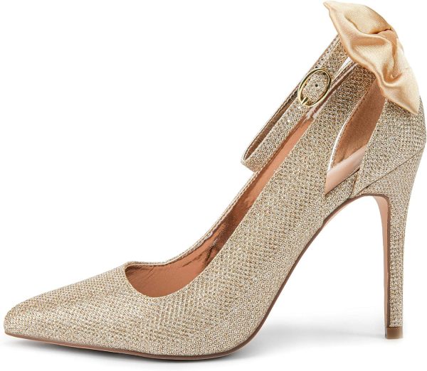Fashare Womens High Heels Bow Tie Back Sexy Stiletto Ankle Strap Wedding - Image 3