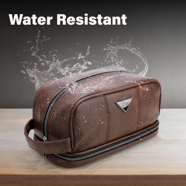emissary Leather Travel Toiletry Bag for Men, Water Resistant Travel - Image 6
