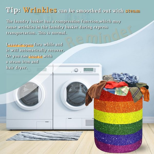 Shiny Rainbow Printed Laundry Basket Gay Funny Laundry Hamper Foldable - Image 6