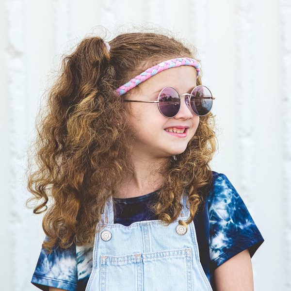 FROG SAC 4 Adjustable Braided Headbands for Girls, Rainbow Tie Dye Braid - Image 2
