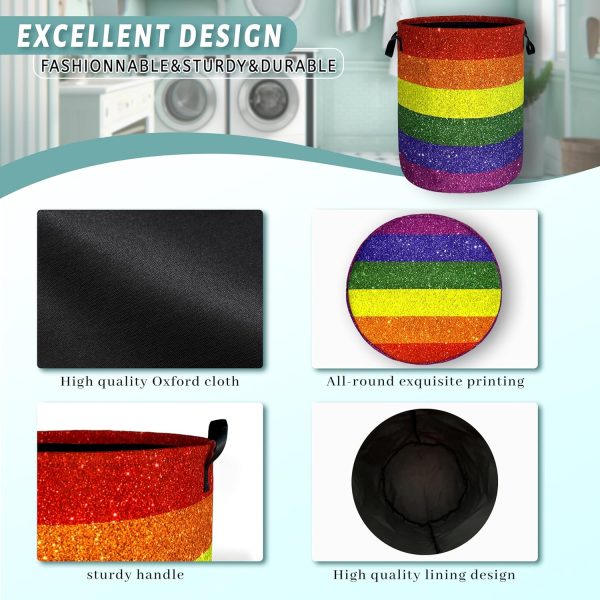 Shiny Rainbow Printed Laundry Basket Gay Funny Laundry Hamper Foldable - Image 4