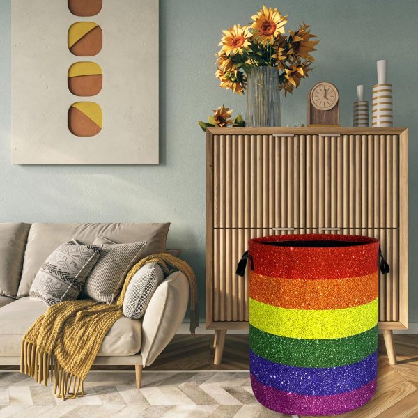 Shiny Rainbow Printed Laundry Basket Gay Funny Laundry Hamper Foldable - Image 7