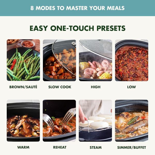 GreenPan Elite 8-in-1 Programmable 6QT Electric Slow Cooker, Dishwasher - Image 3