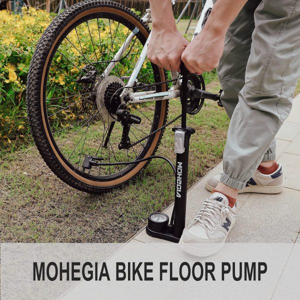 MOHEGIA Bike Floor Pump with Gauge,Air Bicycle Pump Inflator with High - Image 2