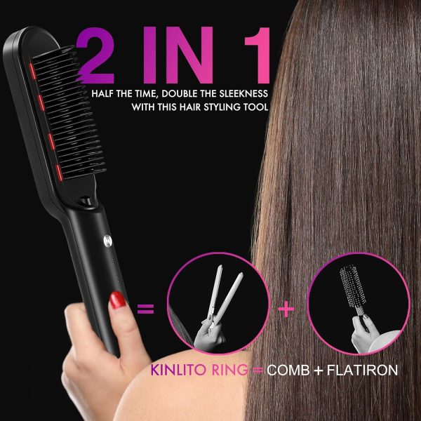 Hair Straightener Brush, KINLITO Hair Straightening Comb for Women Hair - Image 2