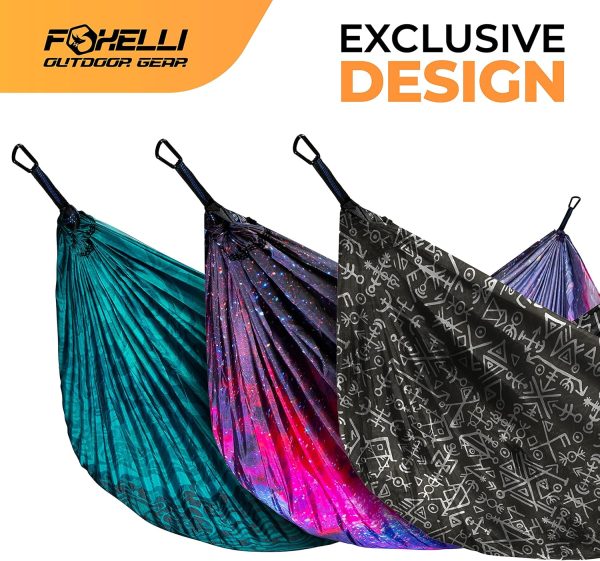 Foxelli Camping Hammock – Lightweight Parachute Nylon Portable Hammock with - Image 6