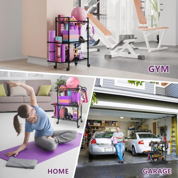 Home Gym Storage Rack,Workout Equipment Gym Organizer,Weight Rack,Yoga Mat - Image 7