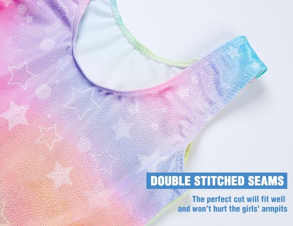 TENVDA Gymnastics Leotards for Girls 2-12 Years Old Sparkly Multicolor Kids - Image 4