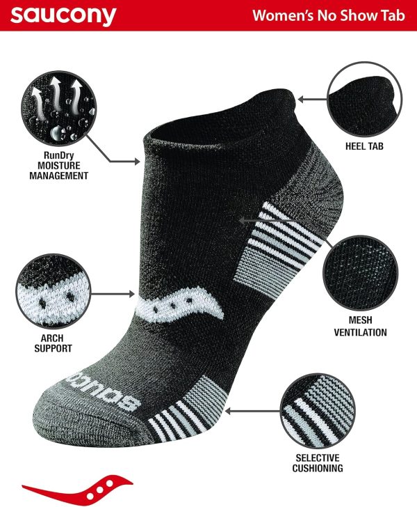 Saucony Women's RunDry Performance Heel Tab Athletic Socks, Available in - Image 2
