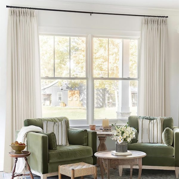 Greige Linen 102 Inch Curtains 72 Inch Wide for Living Room Privacy Pinch - Image 8