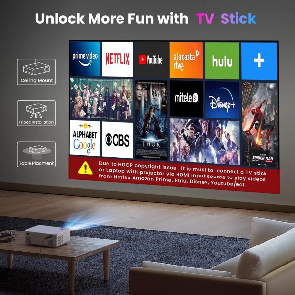 FANGOR 1080P HD Projector, WiFi Bluetooth Projectors, Max 230” Projection - Image 4