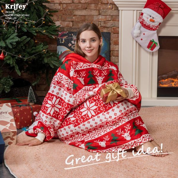 Krifey Wearable Blanket Hoodie, Oversized Sherpa Hooded as Birthday Gifts - Image 6