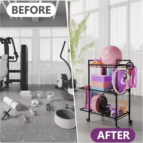 Home Gym Storage Rack,Workout Equipment Gym Organizer,Weight Rack,Yoga Mat - Image 6