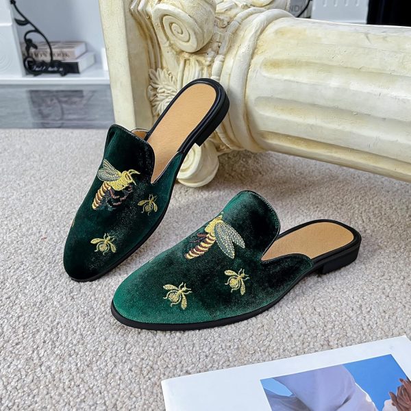 YYQL Mens Slippers with Arch Support Embroidered Leather Sandals for Men - Image 6