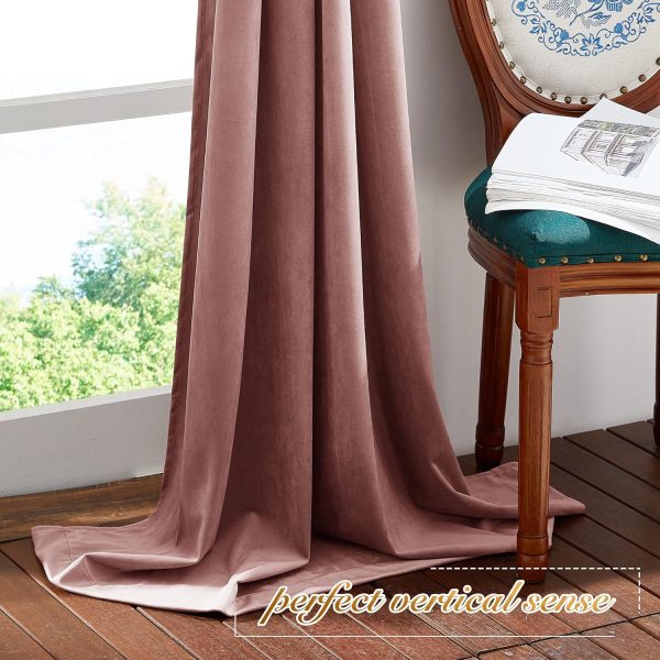 NICETOWN Wild Rose Velvet Curtains, Velvet Drapes, Media Movie Theater Room - Image 5