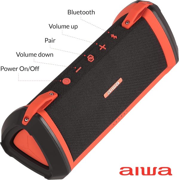 Aiwa Exos-3 Waterproof Bluetooth Speaker, 60W Peak Power, 20-Hour Playtime, - Image 3