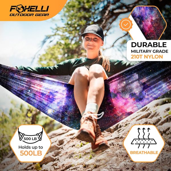 Foxelli Camping Hammock – Lightweight Parachute Nylon Portable Hammock with - Image 3
