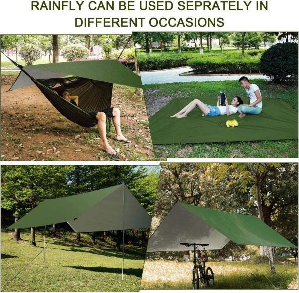 Camping Hammock with Rain Fly Tarp and Mosquito Net Portable Single Double - Image 4