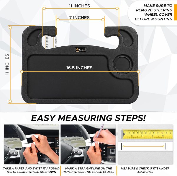 EcoNour 2 in 1 Car Steering Wheel Desk | Steering Wheel Tray for Laptop Car - Image 6