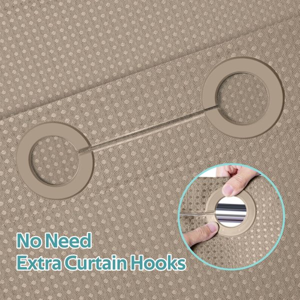 No Hook Shower Curtain, Waffle Weave Thick Fabric Shower Curtains for - Image 3
