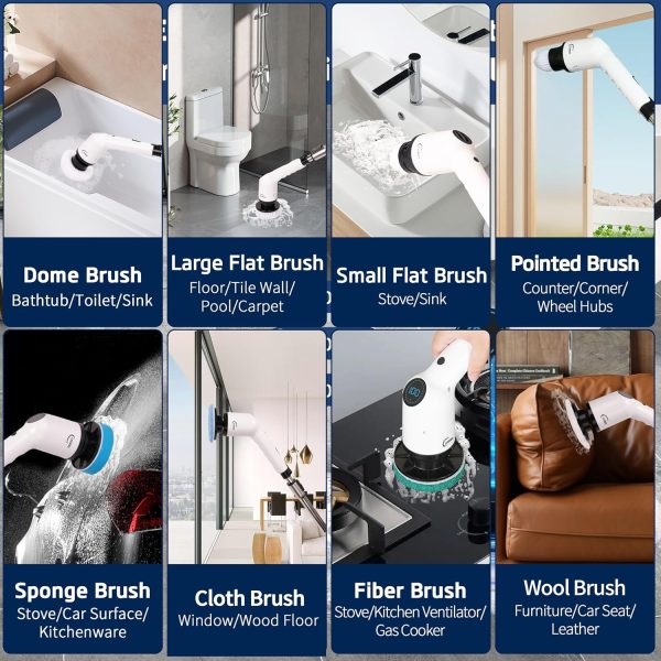 Electric Spin Scrubber, 9 in 1 Cordless Cleaning Brush with Type C USB - Image 6