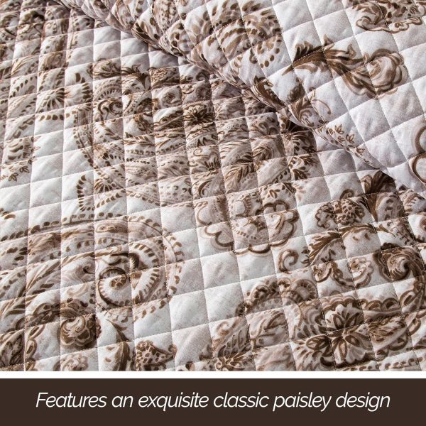 Elegant Comfort 3-Piece Boho Quilted Reversible Floral Paisley Bedspread - Image 5