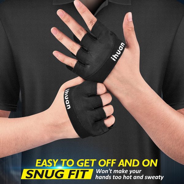 ihuan New Weight Lifting Gym Workout Gloves Men & Women, Partial Glove Just - Image 2