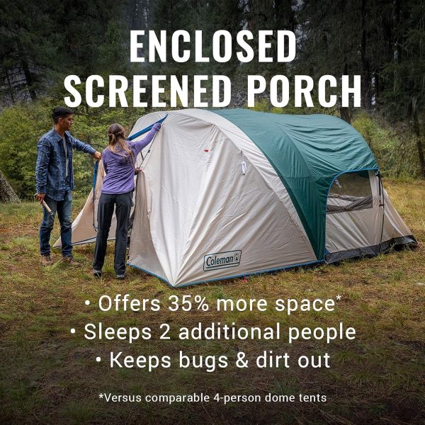 Coleman Cabin Camping Tent with Screened Porch, 4/6 Person Weatherproof - Image 2