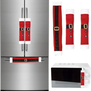 ASTRYAS 3 Piece Set Christmas Refrigerator Handle Covers Santa Snowman